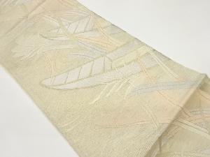 紗 筏に流水・葉模様織出し袋帯